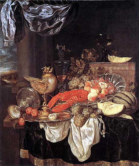 Abraham van  Beyeren - Grosses Stilleben mit Hummer (1653) - Öl auf Leinwand - 126x105 cm - Alte Pinakothek, München