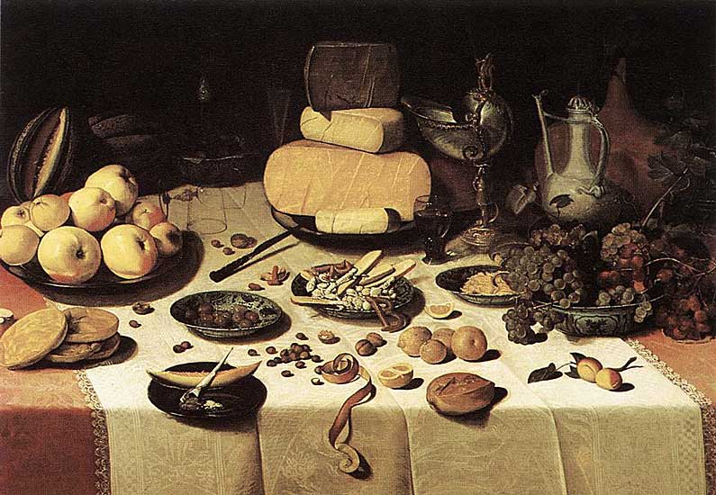 Floris Claesz van Dijck - Gedeckter Tisch (1622) - Öl auf Holz - 100x135 cm - Private Collection