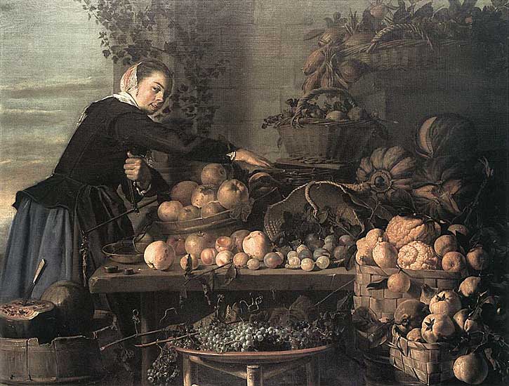 Claes van Heussen - Fruit and Vegetable Seller - 1630 - Oil on Canvas - 157x200 cm - Private Collection