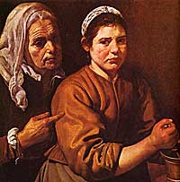 Velázquez: Frauen - Detail aus "Christus im Hause von Martha und Maria" (1618)