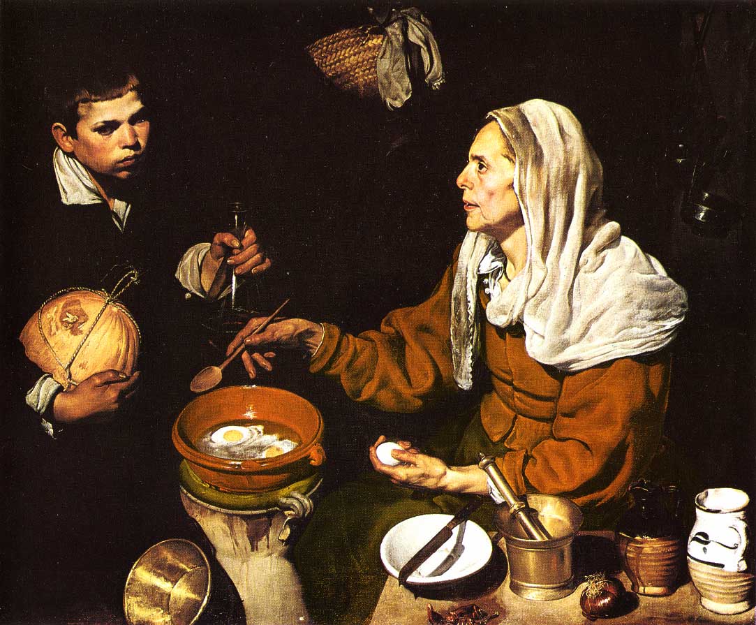 Diego Velazquez - Alte Frau beim Eierbraten (1610) - Öl auf Leinwand - 99x117 cm - National Gallery of Scotland, Edinburgh