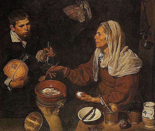 Diego Velazquez - Alte Frau beim Eierbraten (1610) - Öl auf Leinwand - 99x117 cm - National Gallery of Scotland, Edinburgh