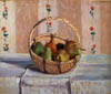 Camille Pissarro - Stilleben mit Äpfeln und Birnen in rundem Korb (1872)