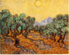 Vincent van Gogh - Olivenbäume mit gelbem Himmel und Sonne (1889)