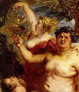 Peter Paul Rubens - Bacchus - 1638 - Öl auf Leinwand - 191x161 cm- Hermitage, St. Petersburg (Ausschnitt)