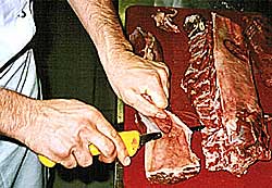 Parieren von Rentierfleisch